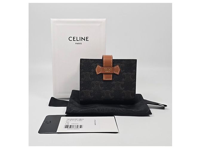 Céline Triomphe Small Strap Canvas Women's Wallet Silvery - view 2