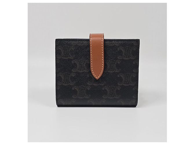 Céline Triomphe Small Strap Canvas Women's Wallet Silvery - view 4