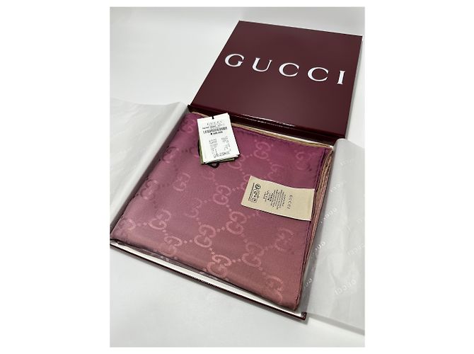 Gucci Sciarpa in jacquard di seta GG Rosso - vista 2