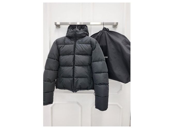 Balenciaga Logo Quilted Down Jacket Black - view 8