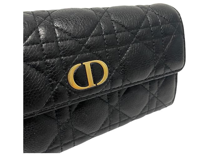 Dior Langer Cannage Caro Geldbeutel Schwarz - Ansicht 3