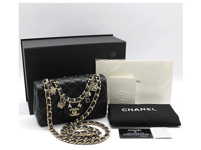 Chanel Black Lambskin Gold Classic New Mini Charms Decoration Chain Crossbody Bag - view 2