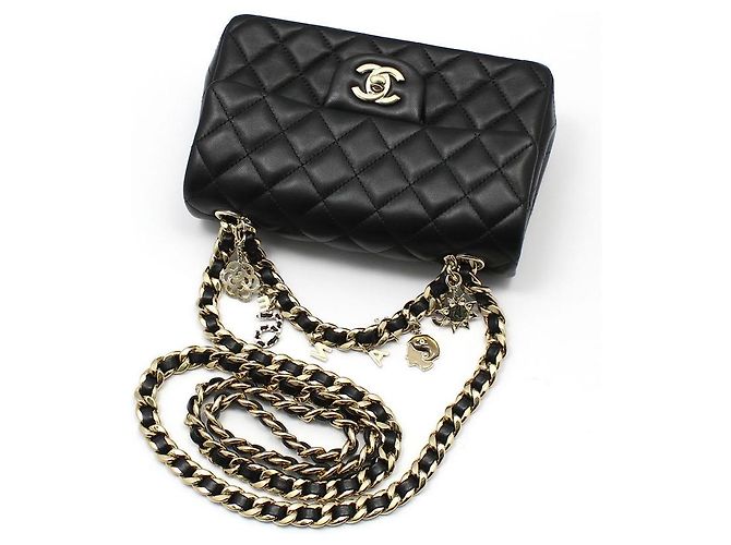 Chanel Black Lambskin Gold Classic New Mini Charms Decoration Chain Crossbody Bag - view 3