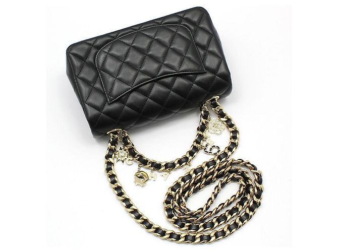 Chanel Black Lambskin Gold Classic New Mini Charms Decoration Chain Crossbody Bag - view 4