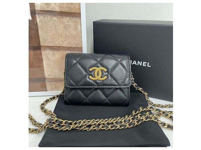 Chanel Mini borsa a tracolla con catena dorata Nero - vista 2