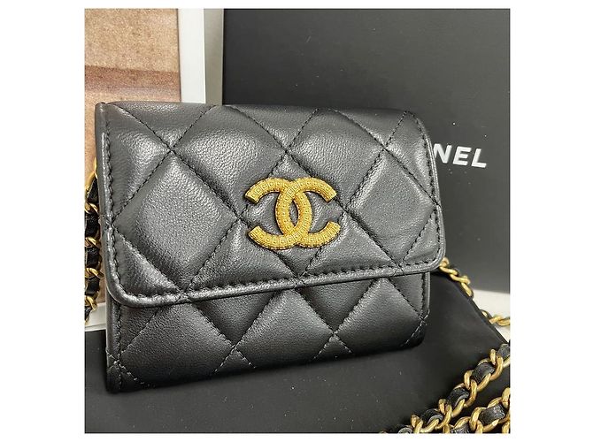 Chanel Mini borsa a tracolla con catena dorata Nero - vista 3