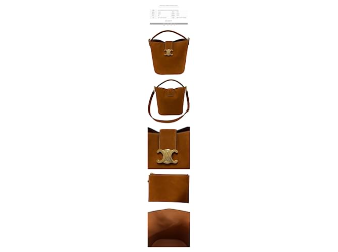 Céline Borsa a secchiello Louise Medium Triope Camel Marrone - vista 2