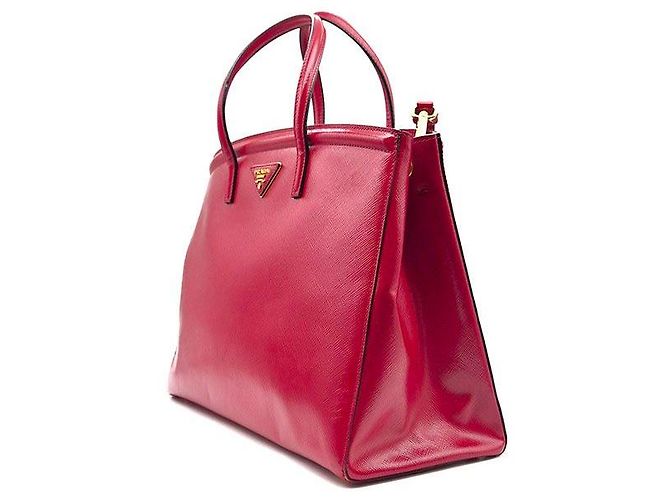Prada Tote e borsa a tracolla in Saffiano Vernice Rosso - vista 2
