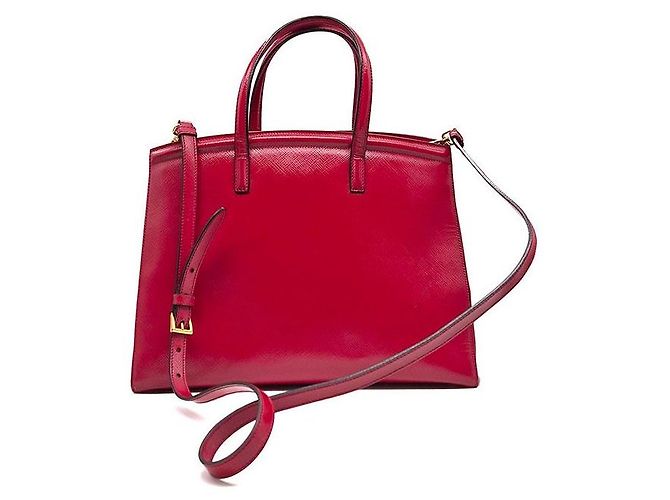 Prada Tote e borsa a tracolla in Saffiano Vernice Rosso - vista 3