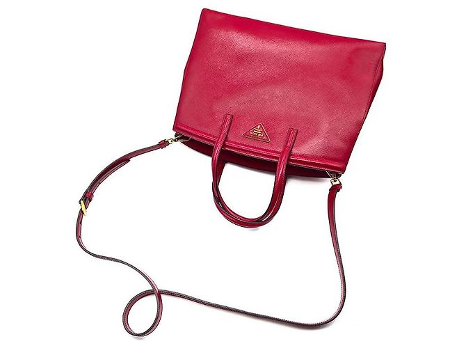 Prada Tote e borsa a tracolla in Saffiano Vernice Rosso - vista 4