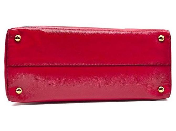 Prada Tote e borsa a tracolla in Saffiano Vernice Rosso - vista 7