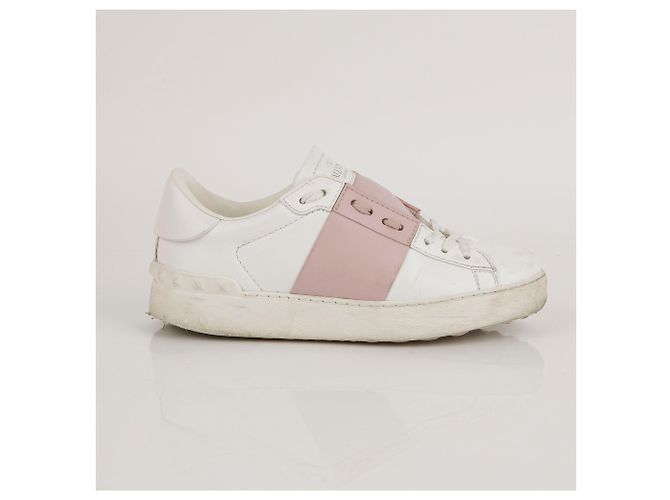 Valentino Baskets à lacets cachés en cuir blanc Taille - vue 2
