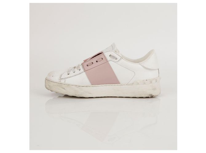 Valentino Baskets à lacets cachés en cuir blanc Taille - vue 4