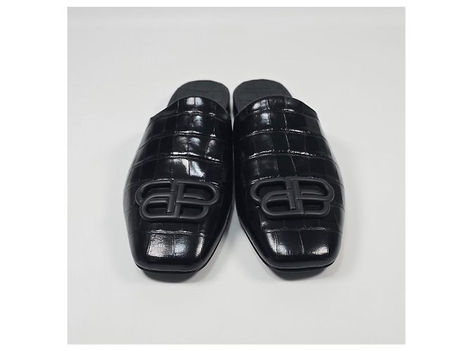 Balenciaga Mule Cozy BB Crocodile Marrone - vista 3