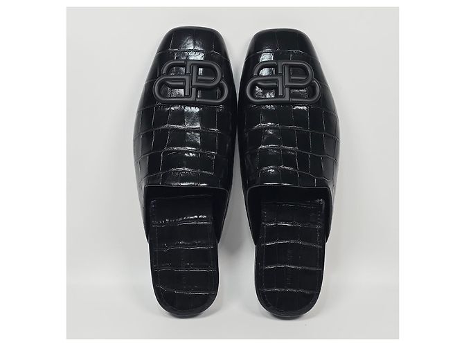 Balenciaga Mule Cozy BB Crocodile Marrone - vista 7