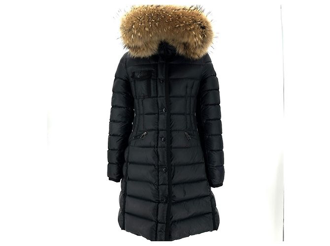 Moncler Herminfur Damen Lang Daunenjacke Schwarz - Ansicht 2