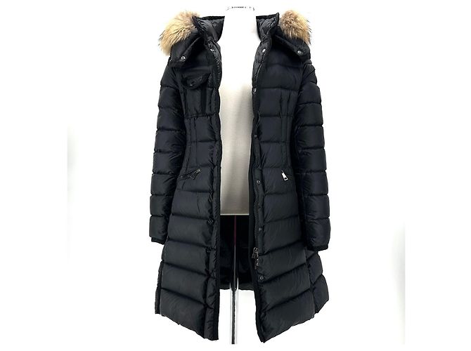 Moncler Herminfur Damen Lang Daunenjacke Schwarz - Ansicht 3