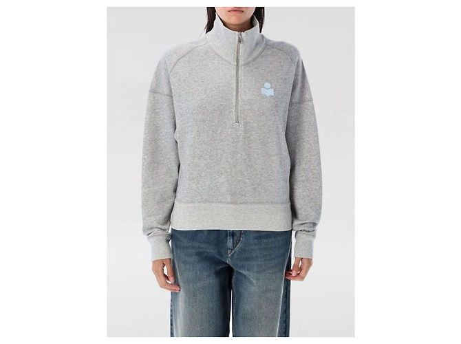Isabel Marant Sweatshirt mit halbem Reißverschluss mit Logo GYIB Silber - Ansicht 4