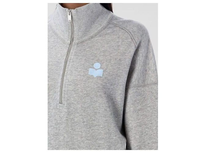 Isabel Marant Sweatshirt mit halbem Reißverschluss mit Logo GYIB Silber - Ansicht 6