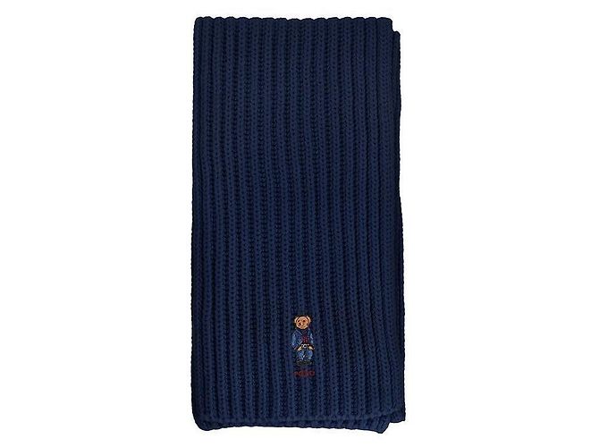 Ralph Lauren Strickschal mit Bärenmotiv aus einfarbigem Denim Schwarz - Ansicht 3
