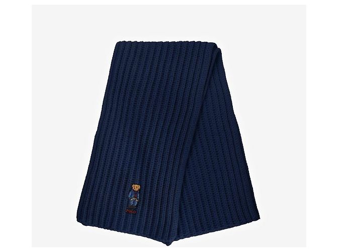 Ralph Lauren Strickschal mit Bärenmotiv aus einfarbigem Denim Schwarz - Ansicht 6