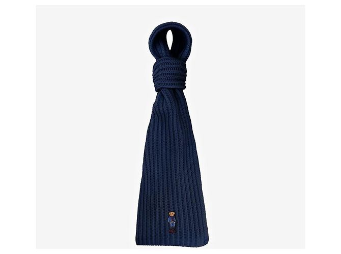 Ralph Lauren Strickschal mit Bärenmotiv aus einfarbigem Denim Schwarz - Ansicht 7