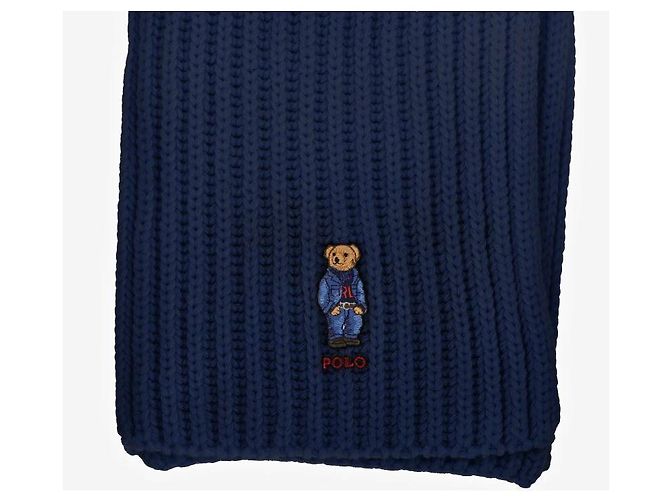 Ralph Lauren Strickschal mit Bärenmotiv aus einfarbigem Denim Schwarz - Ansicht 8