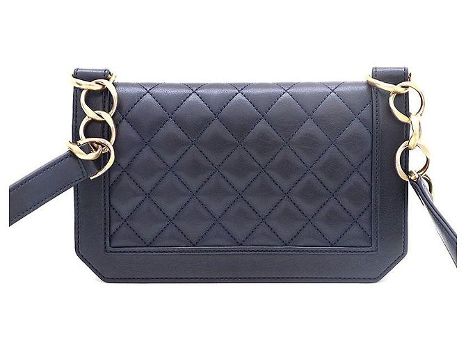 Chanel Borsa a tracolla e borsa a spalla in agnello con logo CC dorato Blu - vista 4
