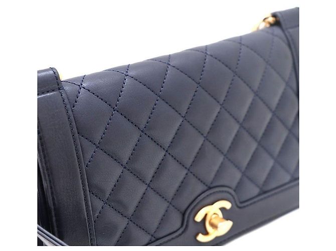 Chanel Borsa a tracolla e borsa a spalla in agnello con logo CC dorato Blu - vista 5