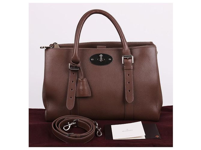 Mulberry Borsa a tracolla media Bayswater Double Zip marrone - vista 13