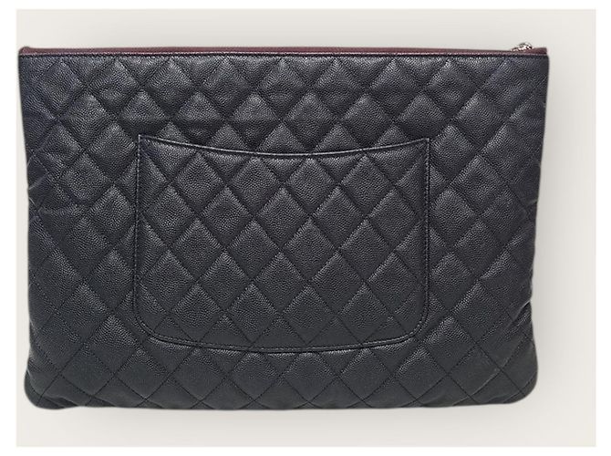 Chanel Clutch Classic Large in Caviar Nero Argentato con Chip - vista 5