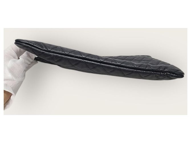 Chanel Clutch Classic Large in Caviar Nero Argentato con Chip - vista 6