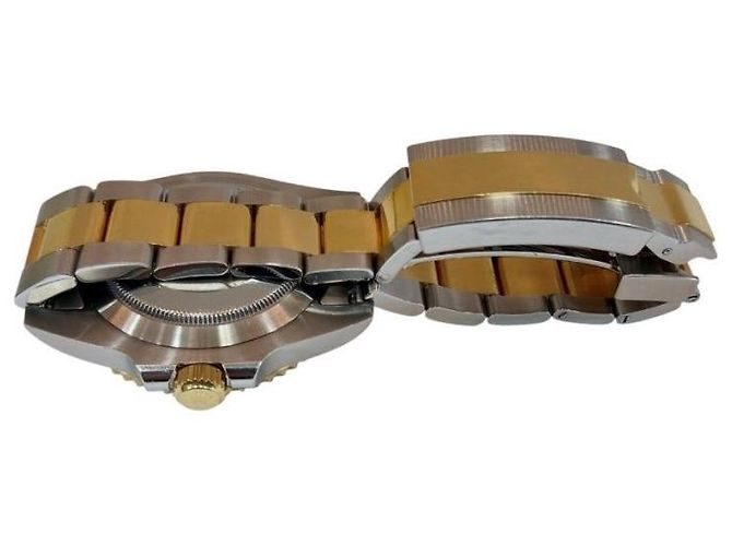Rolex Orologio Submariner da uomo in oro giallo e nero con quadrante nero - vista 7