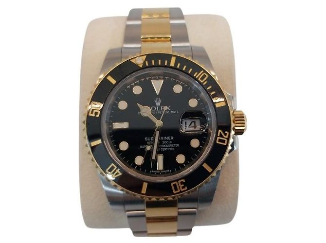 Rolex Orologio Submariner da uomo in oro giallo e nero con quadrante nero - vista 8