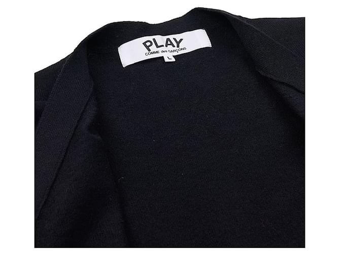 Comme Des Garcons Wollstrickjacke mit Double Heart Patch Schwarz - Ansicht 10