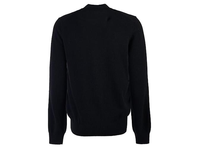 Comme Des Garcons Wollstrickjacke mit Double Heart Patch Schwarz - Ansicht 3