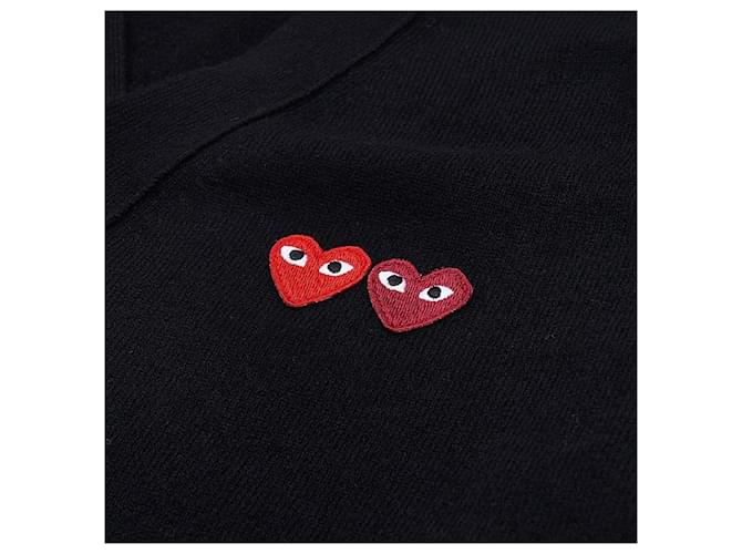 Comme Des Garcons Wollstrickjacke mit Double Heart Patch Schwarz - Ansicht 8