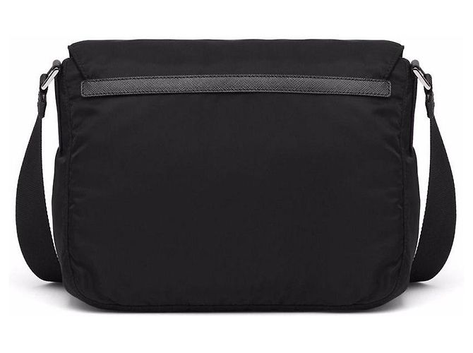 Prada Borsa a tracolla in nylon con placca logo Nero - vista 2