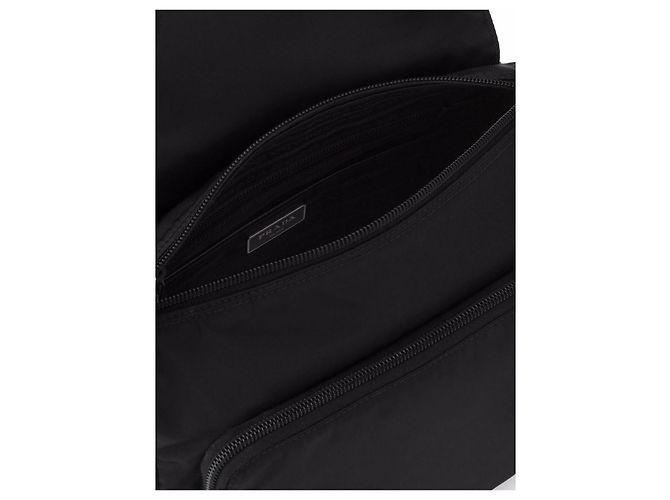 Prada Borsa a tracolla in nylon con placca logo Nero - vista 4