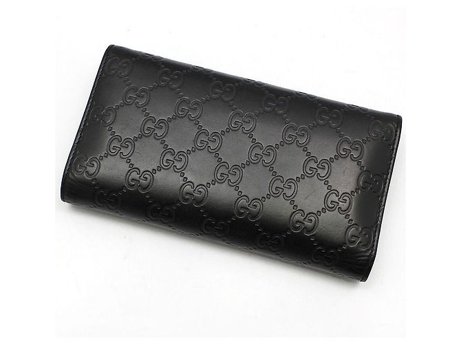 Gucci Langer schwarzer Geldbeutel Sima Sima Signature Gold Interlocking - Ansicht 4