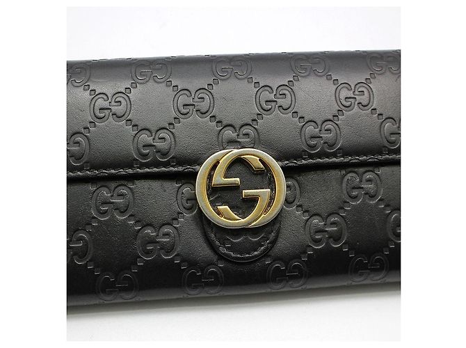 Gucci Langer schwarzer Geldbeutel Sima Sima Signature Gold Interlocking - Ansicht 5