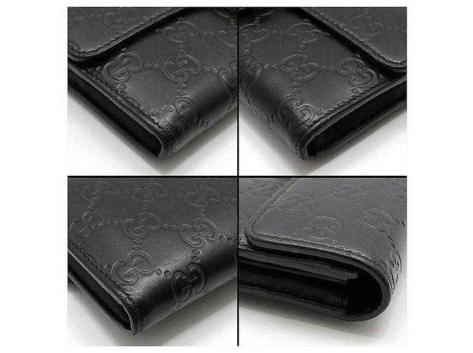 Gucci Langer schwarzer Geldbeutel Sima Sima Signature Gold Interlocking - Ansicht 9