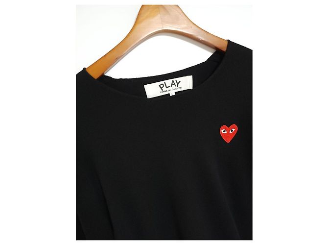 Comme Des Garcons Maglia da uomo nera e rossa con toppa Nero - vista 2