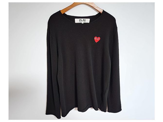 Comme Des Garcons Maglia da uomo nera e rossa con toppa Nero - vista 9