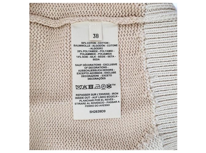 Hermès Langarm-Kaschmirpullover für Damen aus Strick Blanc Nautirelle Orange - Ansicht 11