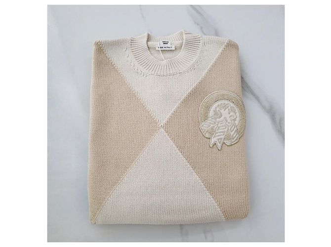 Hermès Langarm-Kaschmirpullover für Damen aus Strick Blanc Nautirelle Orange - Ansicht 13