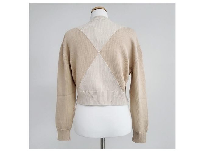 Hermès Langarm-Kaschmirpullover für Damen aus Strick Blanc Nautirelle Orange - Ansicht 8