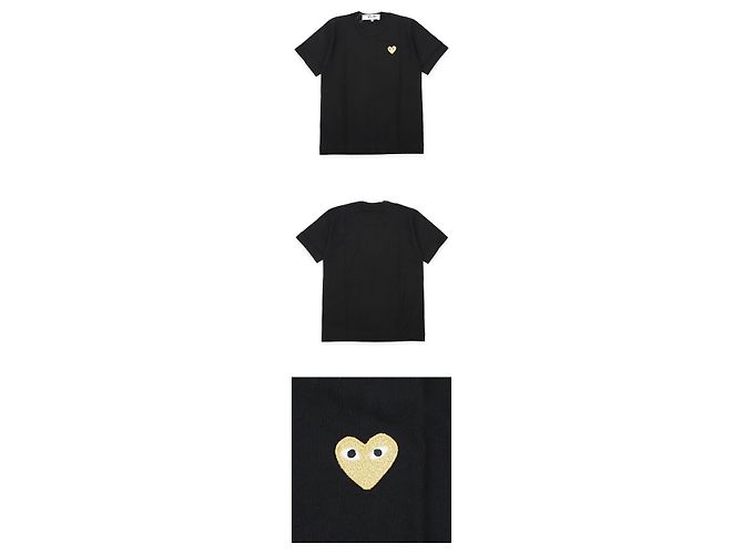 Comme Des Garcons Kurzärmeliges T-Shirt mit goldenem Herz-Patch für Herren Schwarz - Ansicht 3