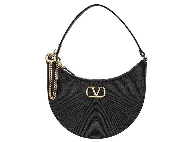 Valentino Borsa a tracolla hobo mini con logo Gancini Nero - vista 3