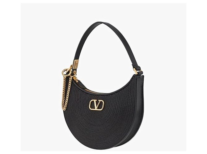 Valentino Borsa a tracolla hobo mini con logo Gancini Nero - vista 5